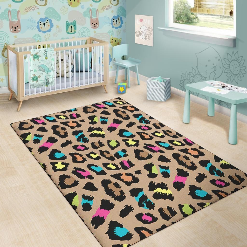 Brown Colorful Cheetah Print Floor Mat-grizzshop