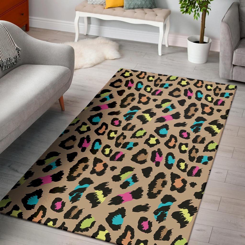 Brown Colorful Cheetah Print Floor Mat-grizzshop