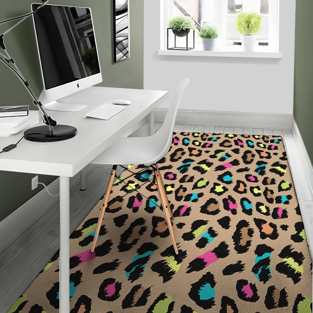 Brown Colorful Cheetah Print Floor Mat-grizzshop