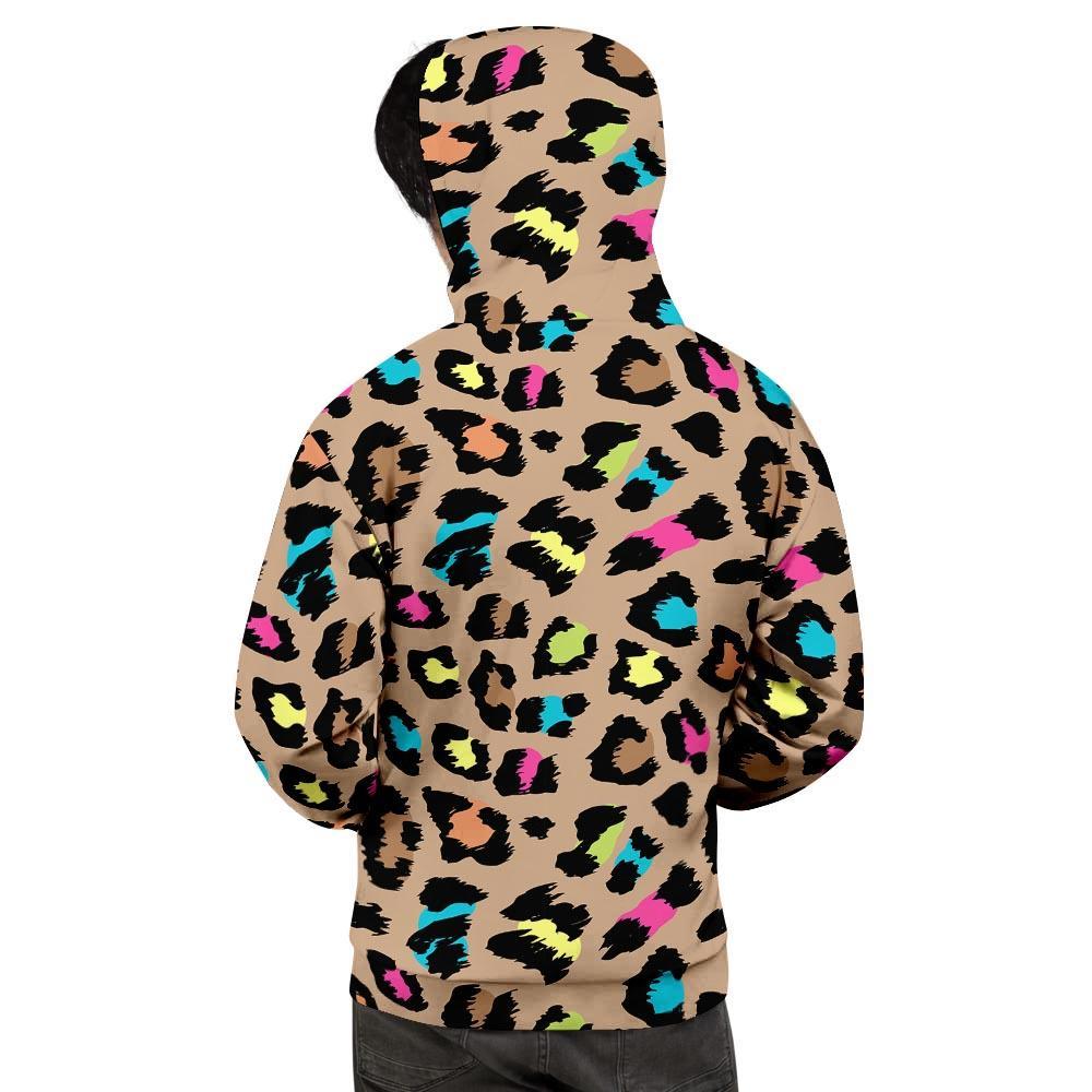 Brown Colorful Cheetah Print Men's Hoodie-grizzshop