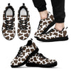 Brown Cow Pattern Print Black Sneaker Shoes For Men Women-grizzshop