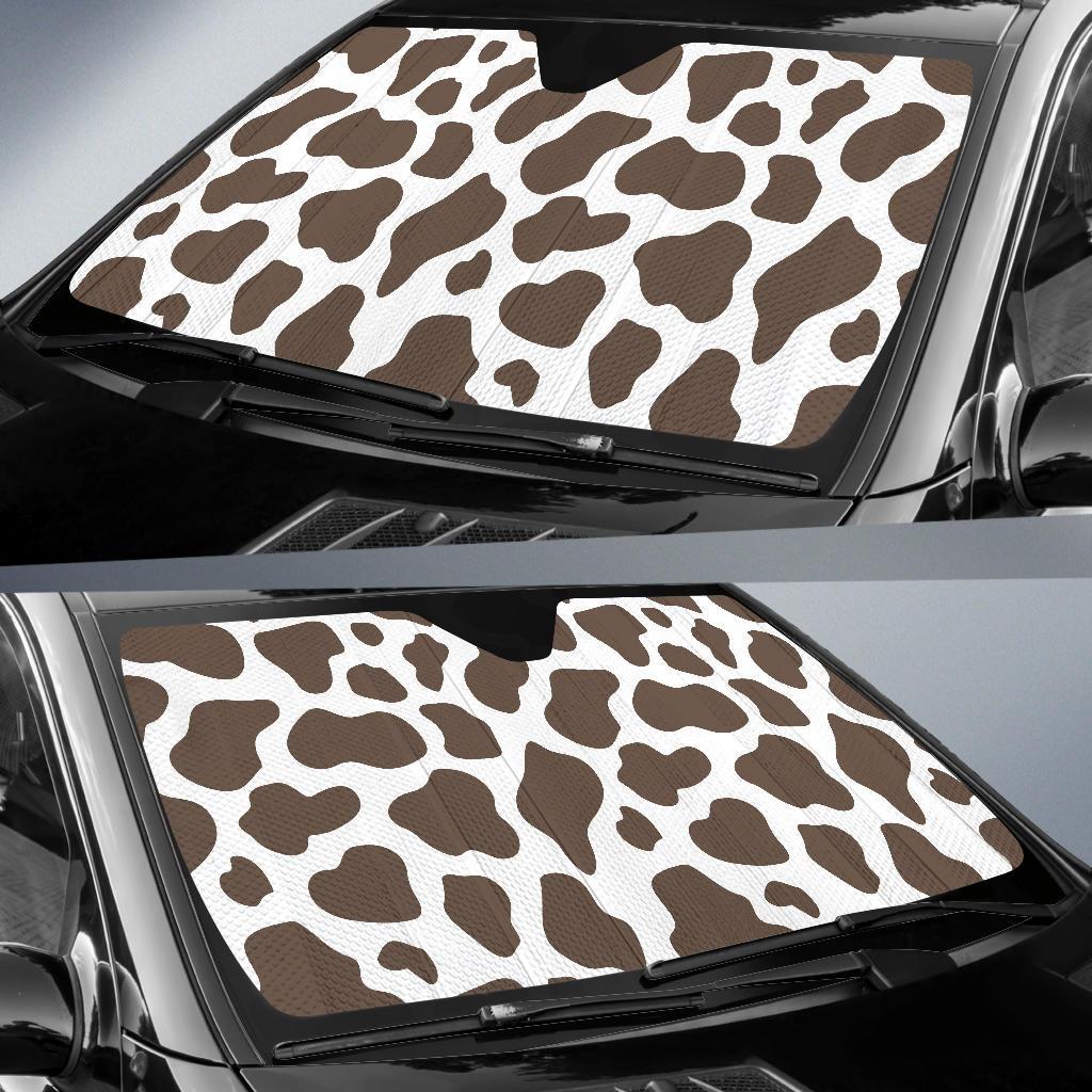 Brown Cow Pattern Print Car Sun Shade-grizzshop