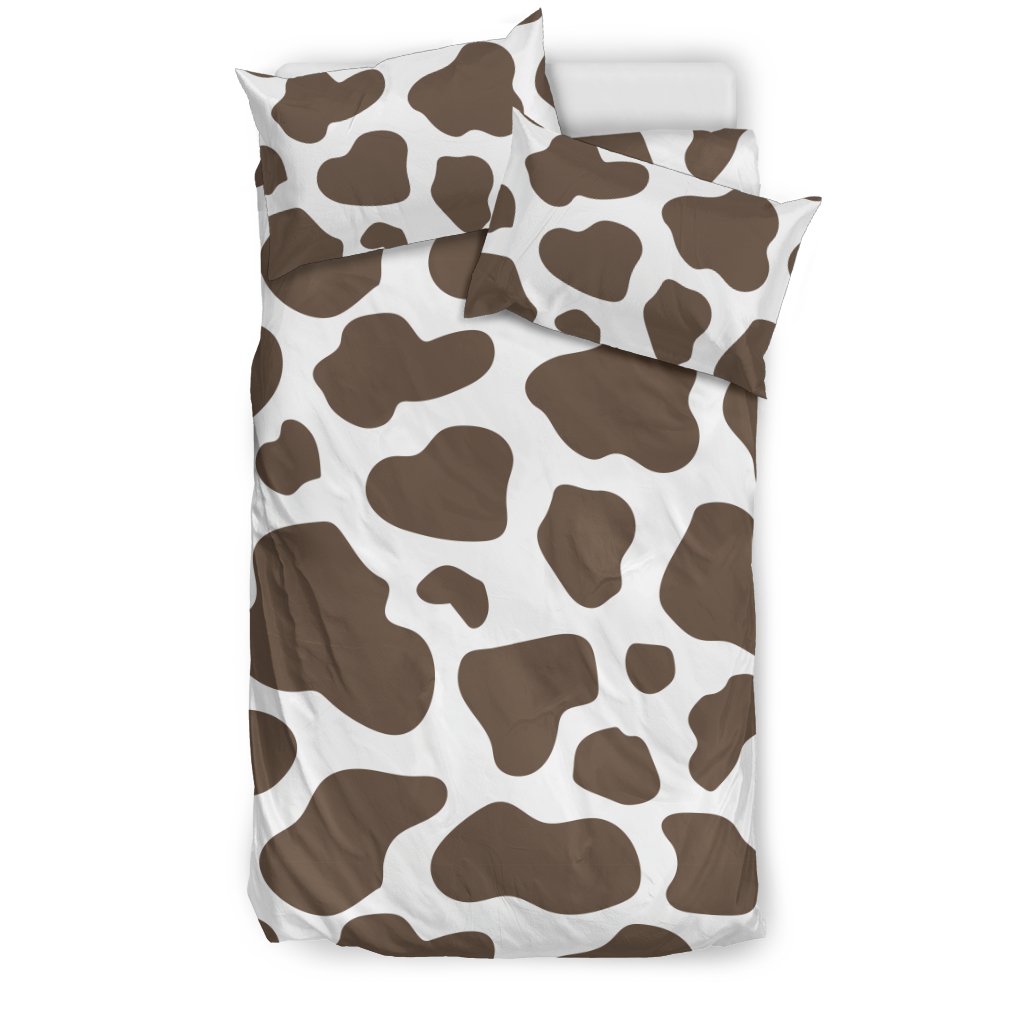 Brown Cow Pattern Print Duvet Cover Bedding Set-grizzshop