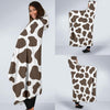 Brown Cow Pattern Print Hooded Blanket-grizzshop