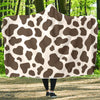 Brown Cow Pattern Print Hooded Blanket-grizzshop