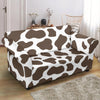 Brown Cow Pattern Print Loveseat Cover-grizzshop