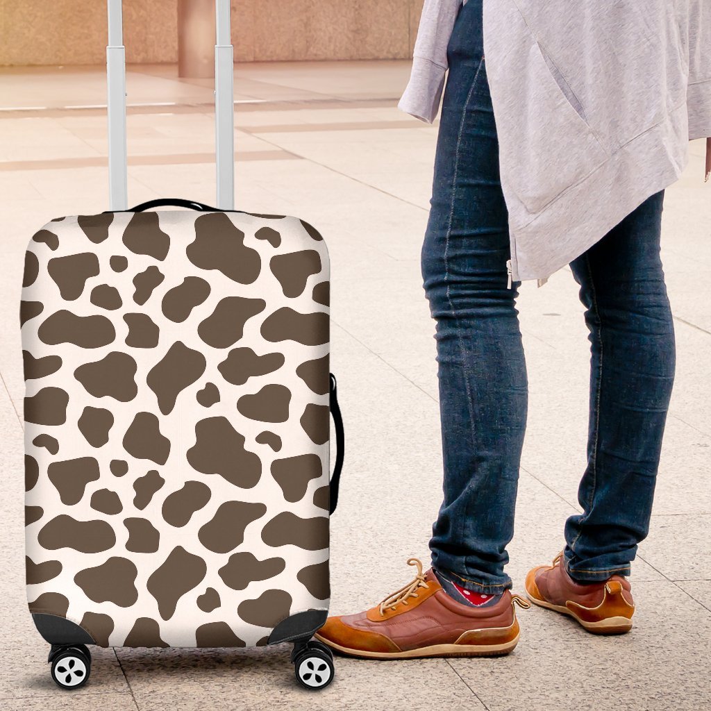 Brown Cow Pattern Print Luggage Cover Protector-grizzshop