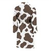 Brown Cow Pattern Print Men Long Robe-grizzshop