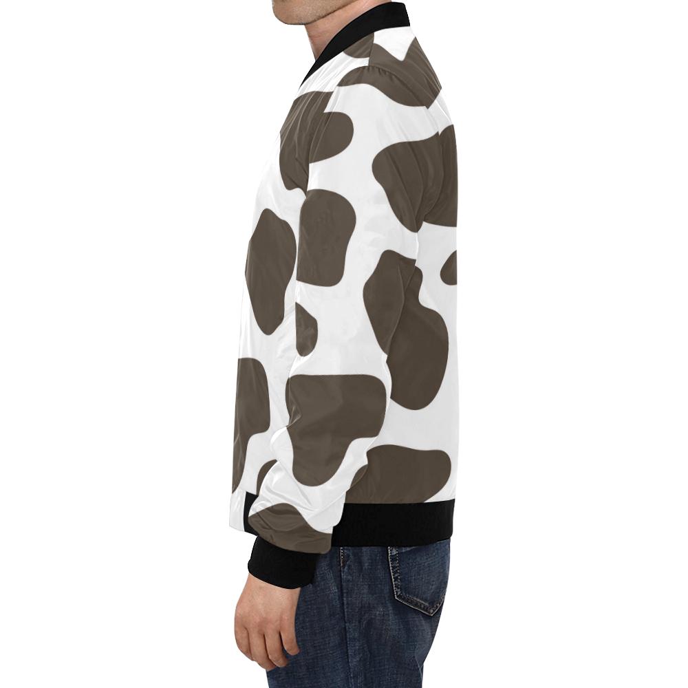 Brown Cow Pattern Print Men's Bomber Jacket-grizzshop