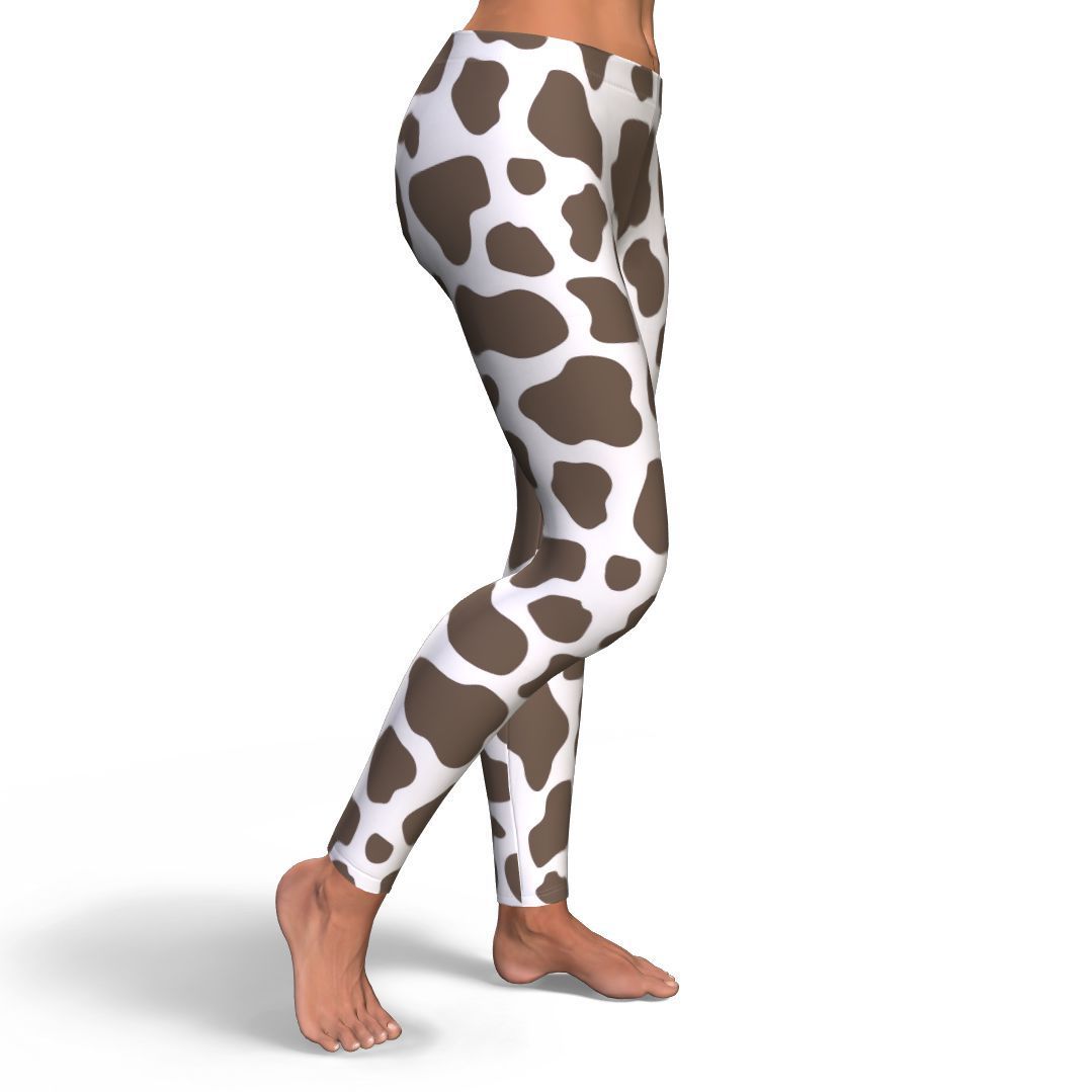 Brown Cow Pattern Print Pattern Women Leggings-grizzshop