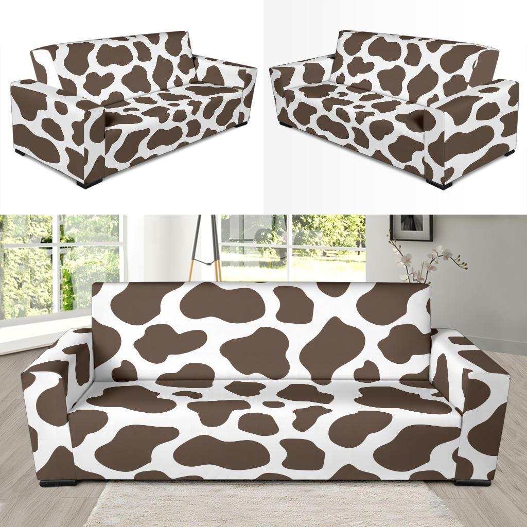 Brown Cow Pattern Print Sofa Covers-grizzshop