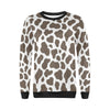 Brown Cow Pattern Print Women Crewneck Sweatshirt-grizzshop