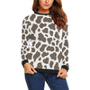 Brown Cow Pattern Print Women Crewneck Sweatshirt-grizzshop