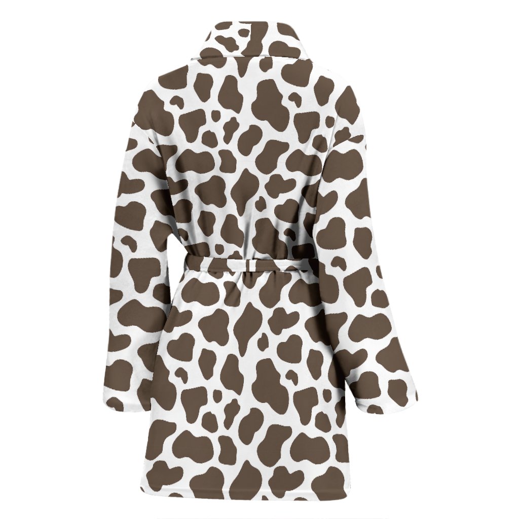 Brown Cow Pattern Print Women Long Robe-grizzshop