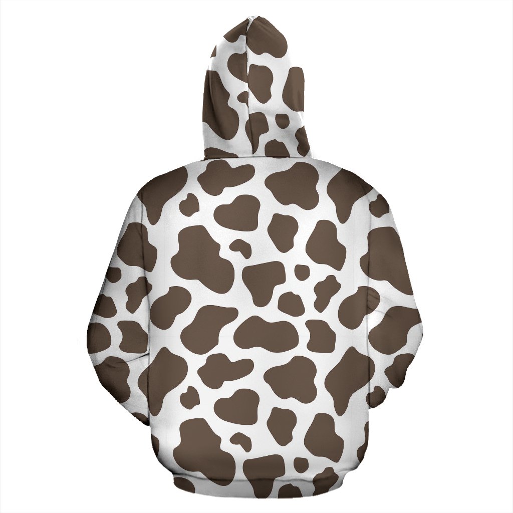 Brown Cow Pattern Print Women Men Pullover Hoodie-grizzshop