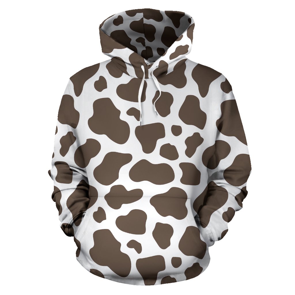 Brown Cow Pattern Print Women Men Pullover Hoodie-grizzshop