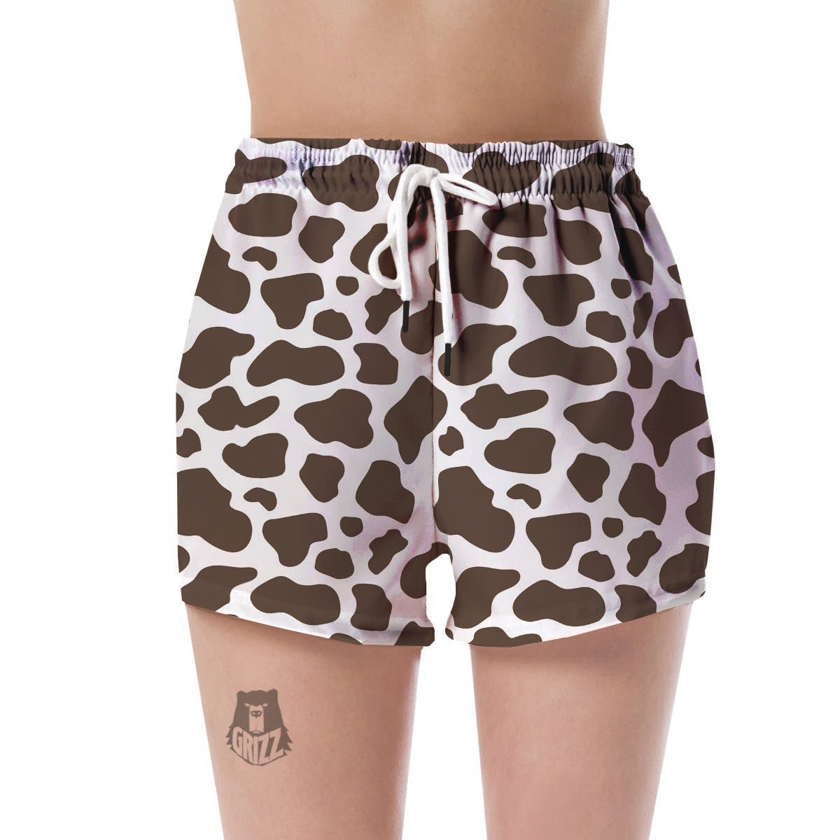 Brown Cow Pattern Print Women's Shorts-grizzshop