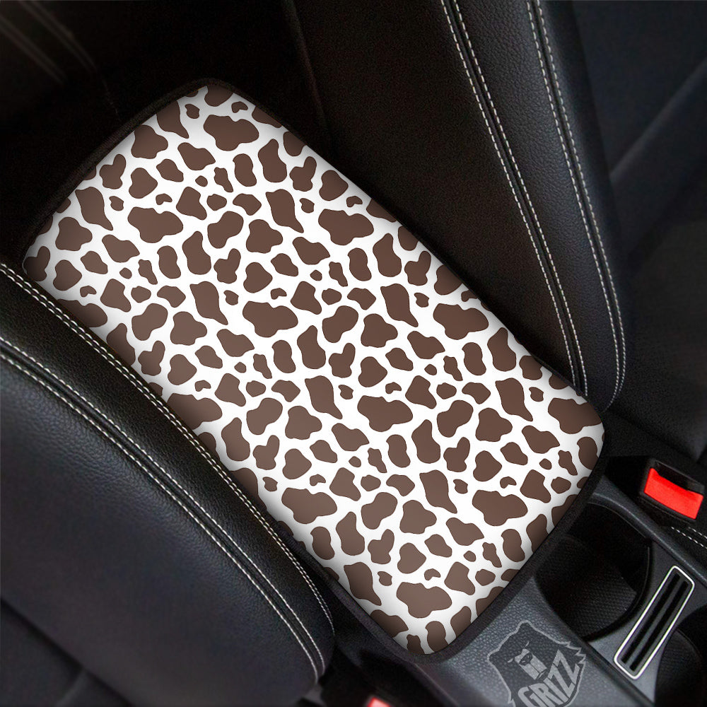 Brown Cow Print Pattern Car Center Console Cover-grizzshop