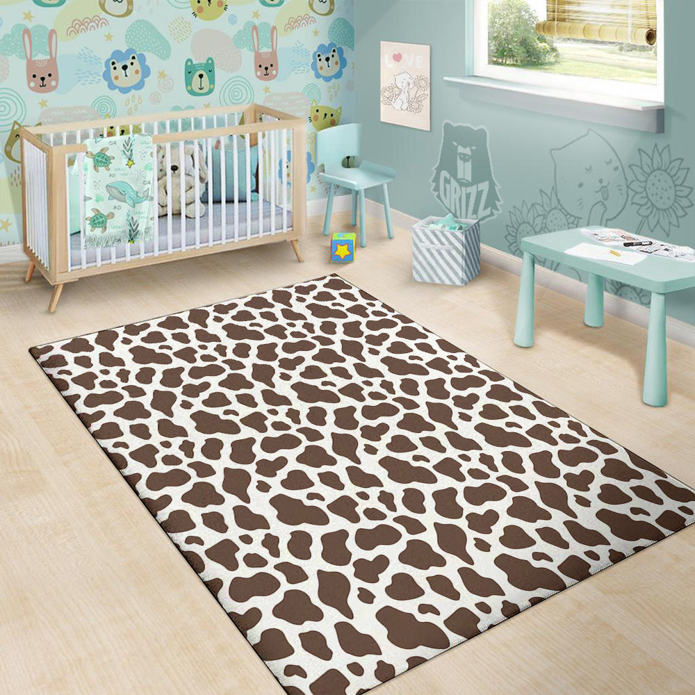 Brown Cow Print Pattern Floor Mat-grizzshop