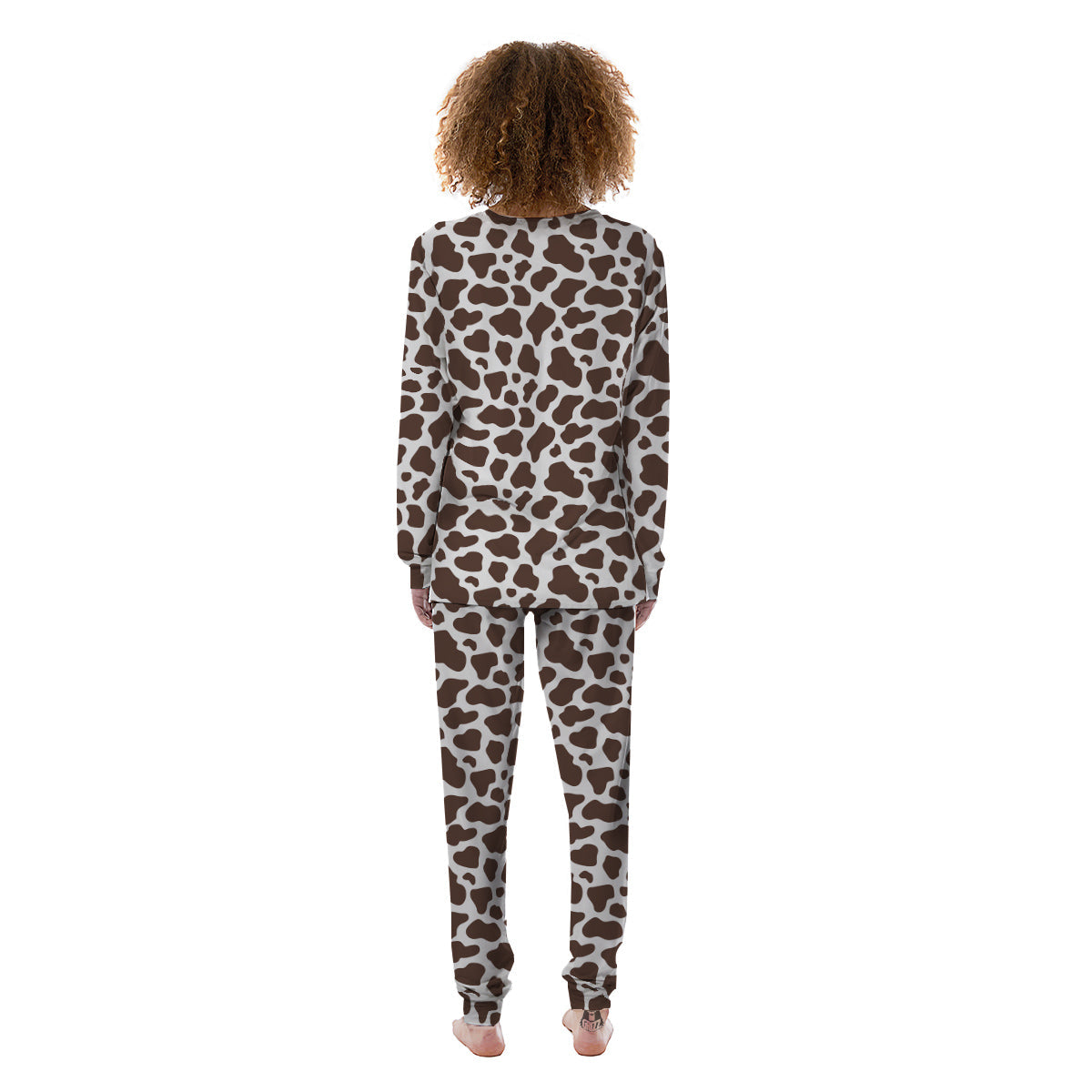 Brown Cow Print Pattern Women's Pajamas-grizzshop