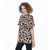 Brown Cow Print Pattern Women's Short Sleeve Shirts-grizzshop