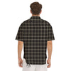 Brown Dark Check Print Pattern Men's Short Sleeve Shirts-grizzshop