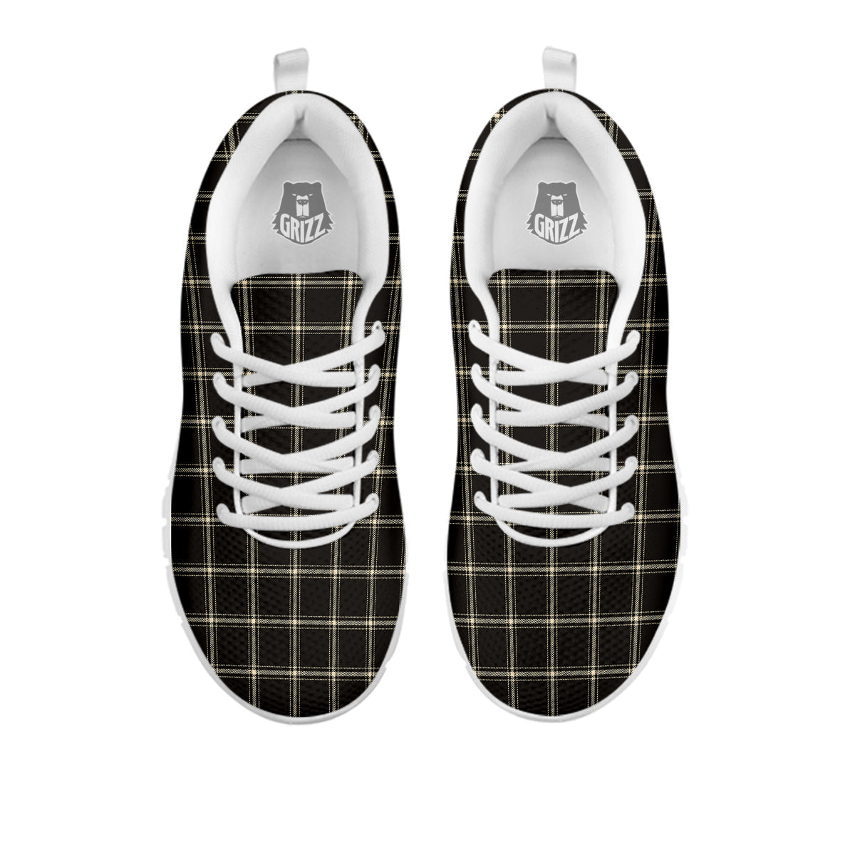 Brown Dark Check Print Pattern White Sneaker-grizzshop