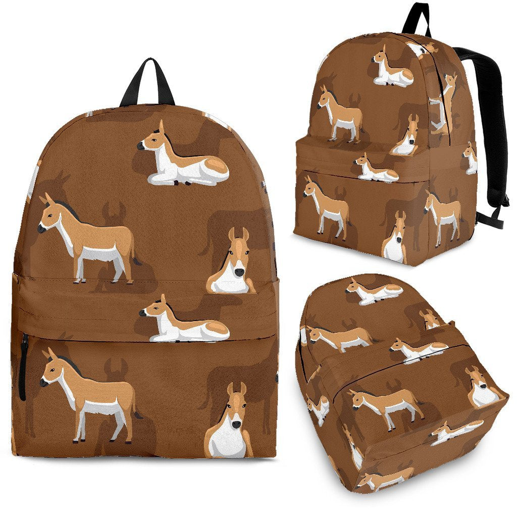 Brown Donkey Pattern Print Backpack-grizzshop