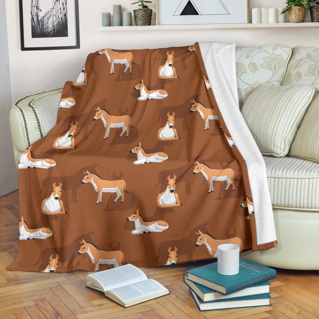 Brown Donkey Pattern Print Blanket-grizzshop