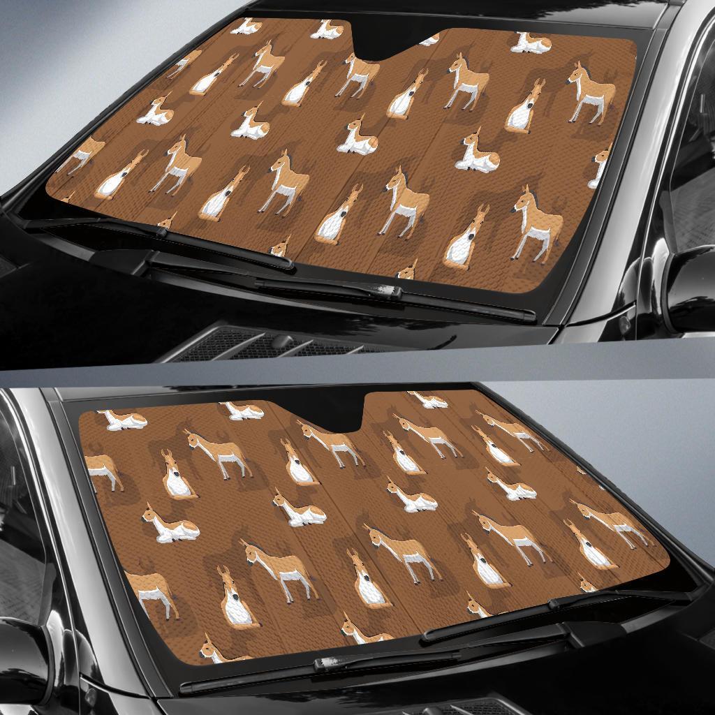 Brown Donkey Pattern Print Car Sun Shade-grizzshop