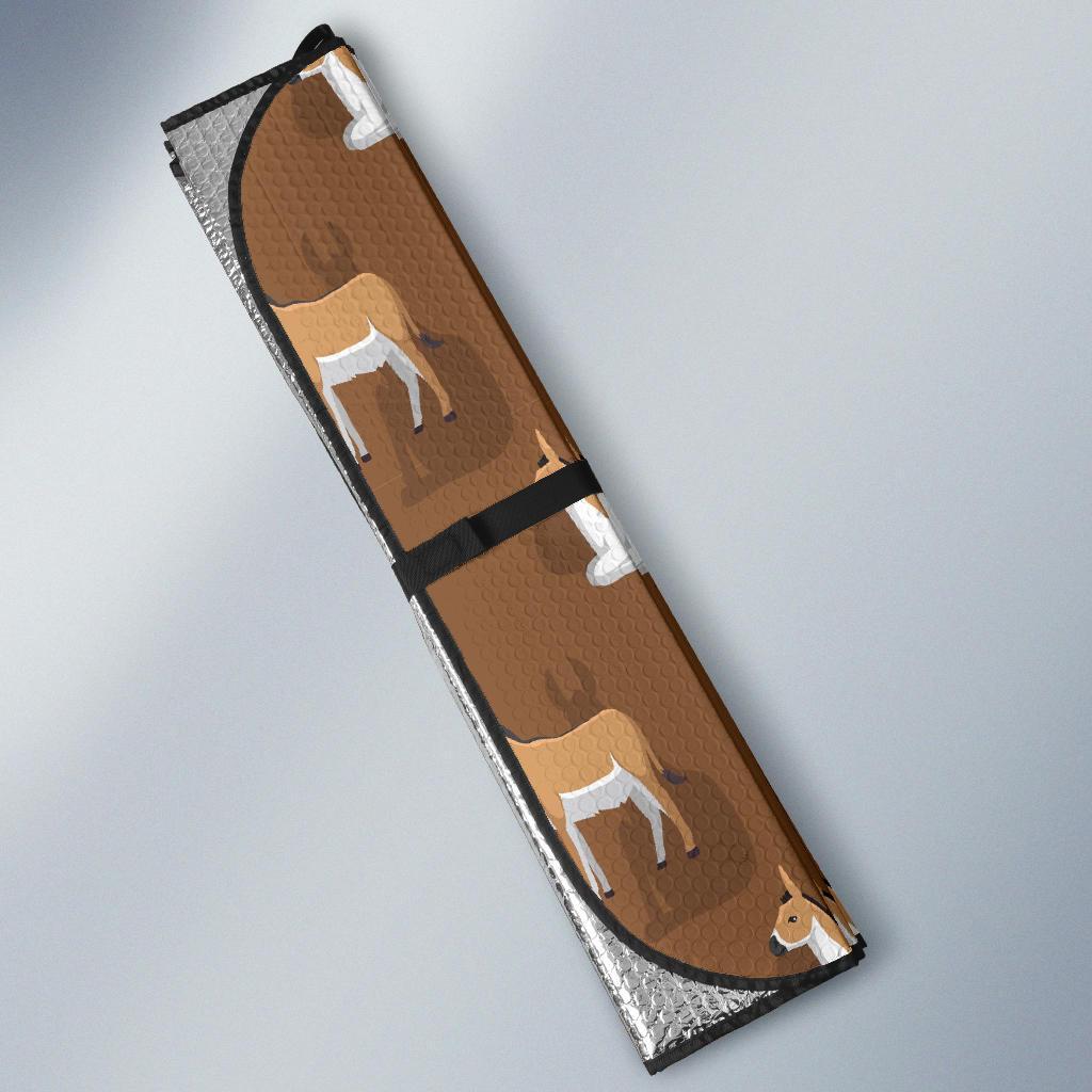 Brown Donkey Pattern Print Car Sun Shade-grizzshop