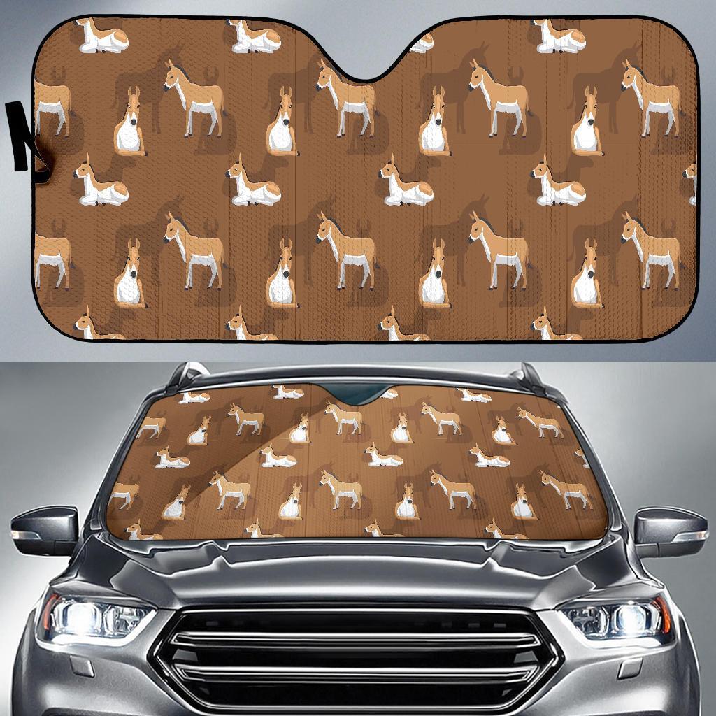 Brown Donkey Pattern Print Car Sun Shade-grizzshop