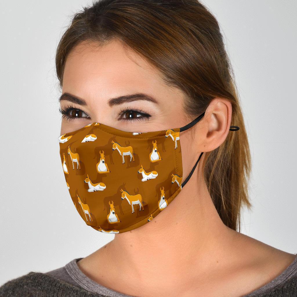 Brown Donkey Pattern Print Face Mask-grizzshop