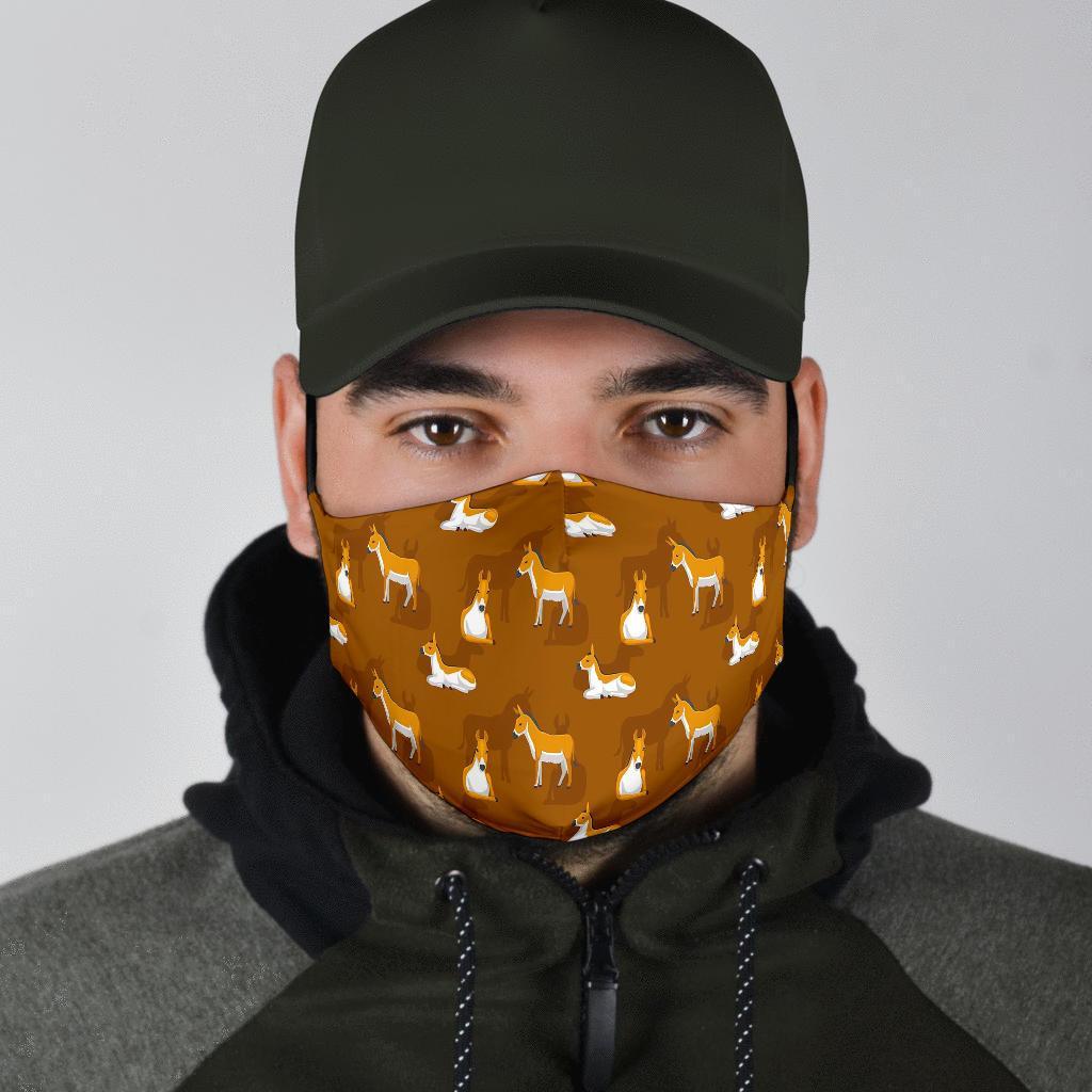 Brown Donkey Pattern Print Face Mask-grizzshop