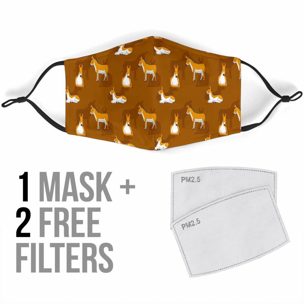 Brown Donkey Pattern Print Face Mask-grizzshop
