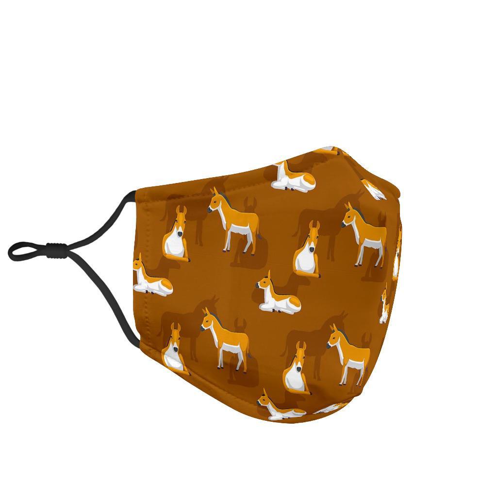 Brown Donkey Pattern Print Face Mask-grizzshop