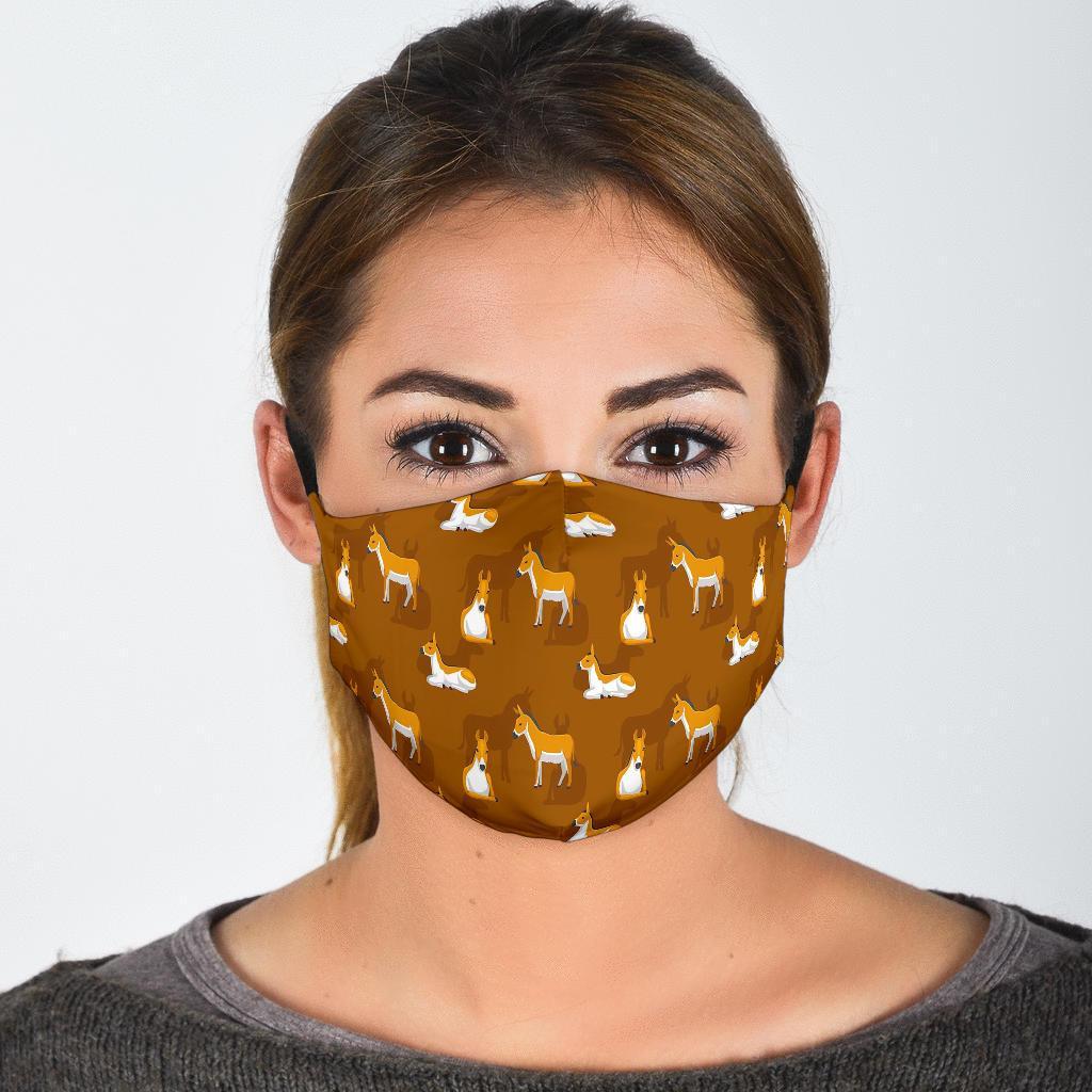 Brown Donkey Pattern Print Face Mask-grizzshop