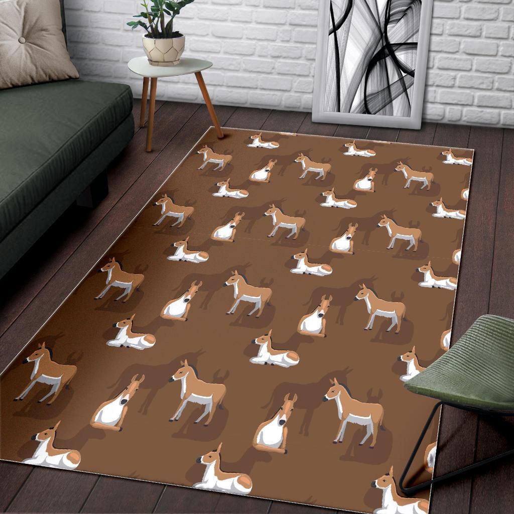 Brown Donkey Pattern Print Floor Mat-grizzshop