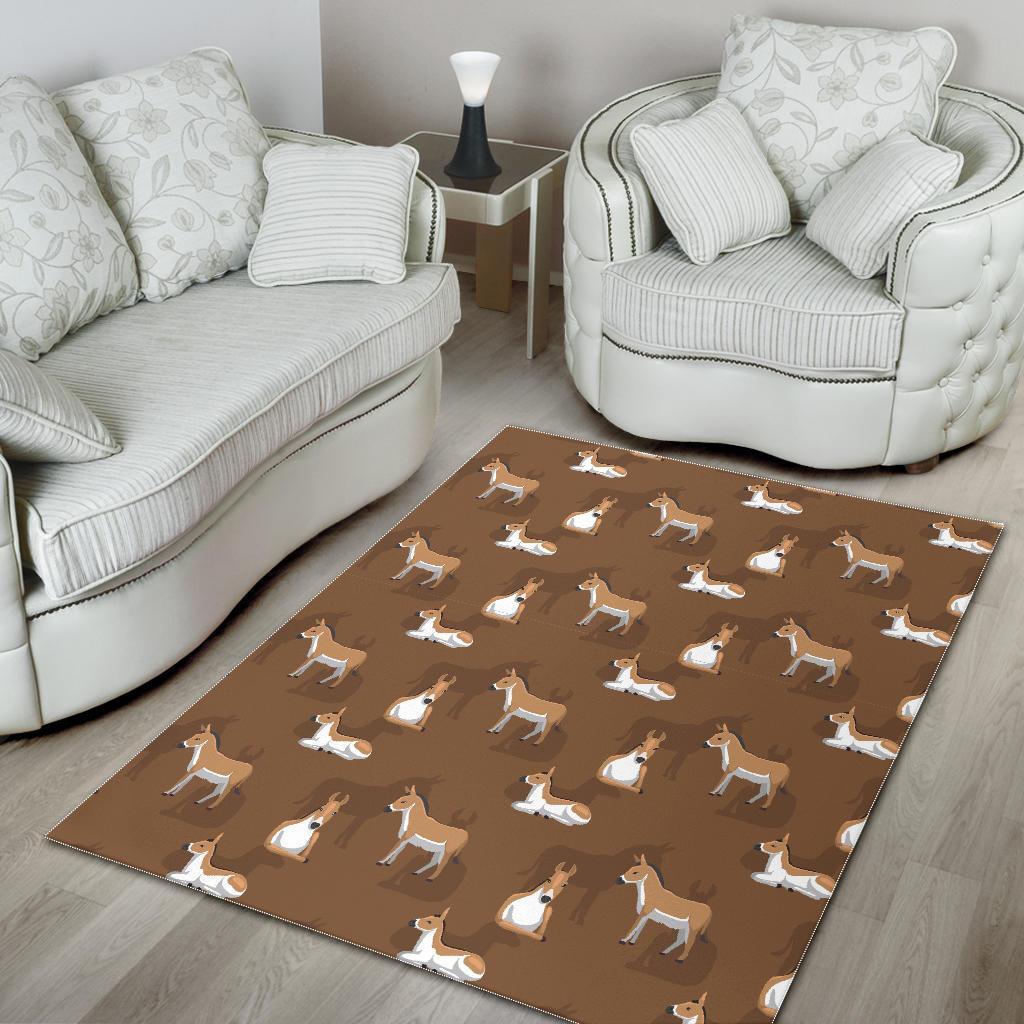 Brown Donkey Pattern Print Floor Mat-grizzshop