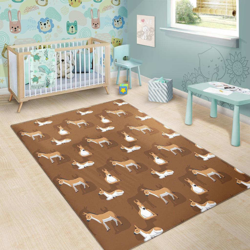 Brown Donkey Pattern Print Floor Mat-grizzshop