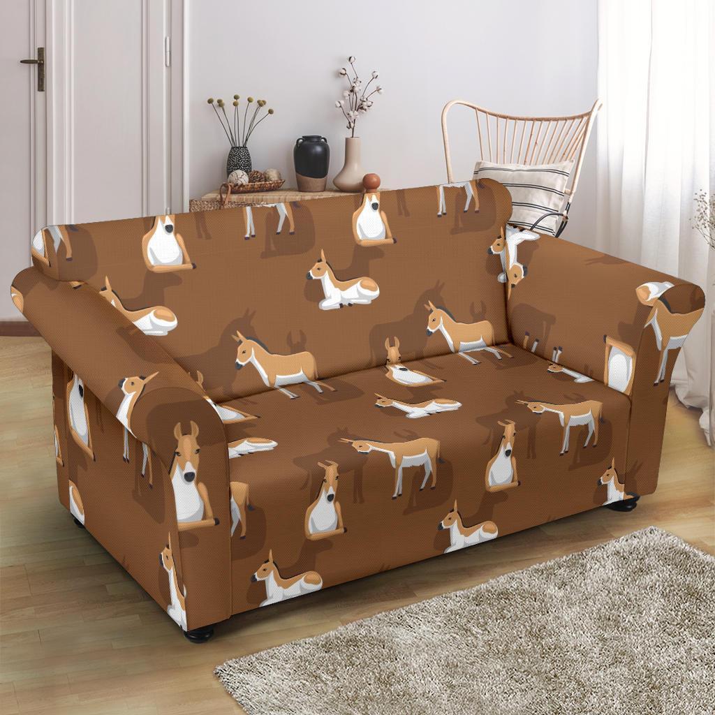 Brown Donkey Pattern Print Loveseat Cover-grizzshop