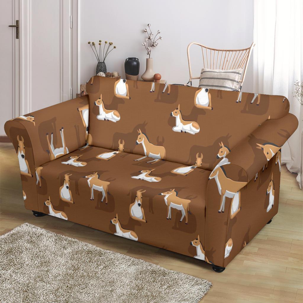 Brown Donkey Pattern Print Loveseat Cover-grizzshop