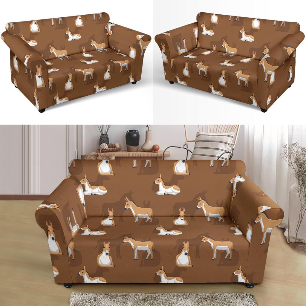 Brown Donkey Pattern Print Loveseat Cover-grizzshop