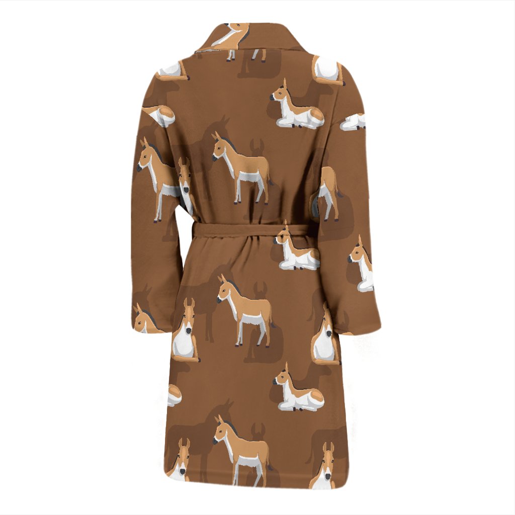 Brown Donkey Pattern Print Men Long Robe-grizzshop