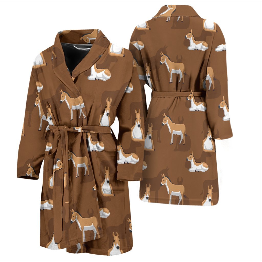 Brown Donkey Pattern Print Men Long Robe-grizzshop