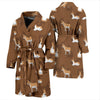 Brown Donkey Pattern Print Men Long Robe-grizzshop