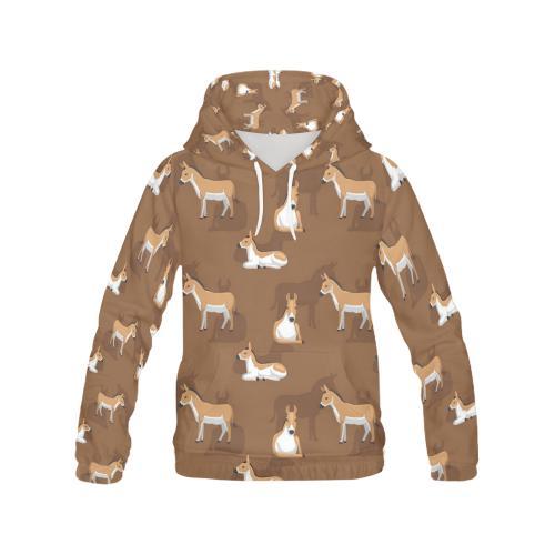 Brown Donkey Pattern Print Men Pullover Hoodie-grizzshop