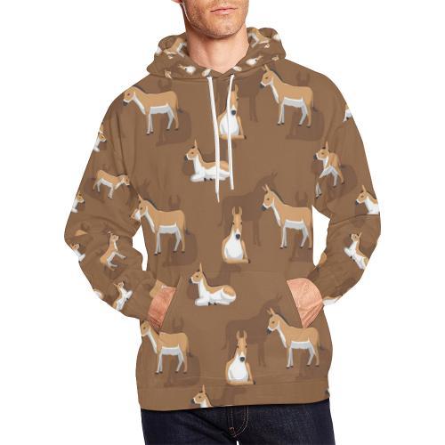 Brown Donkey Pattern Print Men Pullover Hoodie-grizzshop