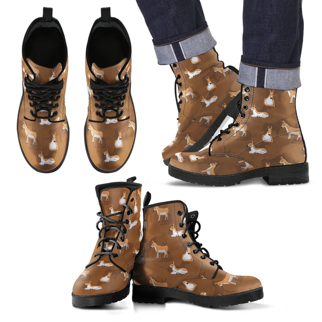 Brown Donkey Pattern Print Men Women Leather Boots-grizzshop
