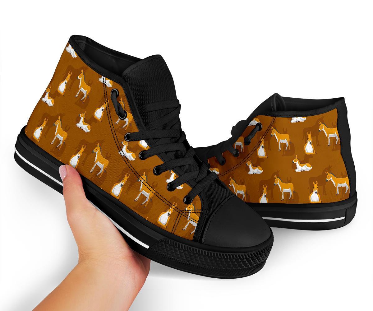 Brown Donkey Pattern Print Men Women's High Top Shoes-grizzshop